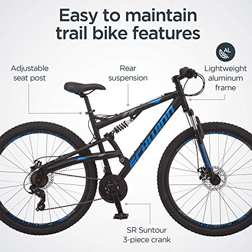 Schwinn S29 Mountain Bike 29-Inch 21-Speed Aluminum Matte Black/Blue