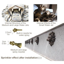Lion Head Wall Hanging Fountain Sprayer, Nozzle Golden Garden Water Spray, Sculpture Head, Outdoor Watering Decoration Accessories for Office, Bedroom, Pond(Gold,80x95x32cm)