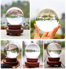 LoKori Transparent Polished Crystal Ball Large Glass Decorative Gemstone Spheres Garden Reflective Gazing Globe Camera Sphere and Photography Orb,B,16cm/6.3in