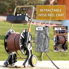 VIXARKO Outdoor Portable Hose Cart,Water Hose Cart with Wheels Movable Garden Hose Reels with Wheels Household Car Washing Artifact Storage Rack Hose Reels (Color : Black, Size : Hose Reel+50m Pipe)