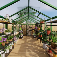 8x12 FT Greenhouse, Polycarbonate Walk-in Greenhouse for Outdoors with Roof Vent & Lockable Outward-Opening Swing Door, Heavy-Duty Aluminum Green House for Garden, Backyard, Patio, Lawn, Deep Green