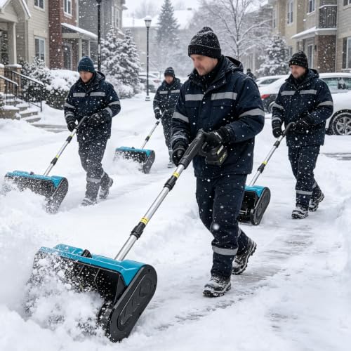 Electric Snow Blower,Featherlight Design Suits Every Family Member, Detachable Compact Size Stores Behind the Door, Clears Properties and Paths Fast 1Battery
