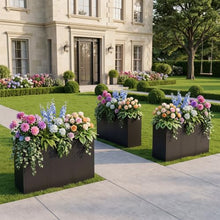 NicBex Tall Metal Square Planters Box Set of 6-24" H x 12" W Slim Black