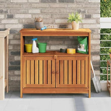 KGFHERENB Patio Console Table 31.5"x13.8"x29.5" Solid Acacia Wood Outdoor Sofa Table with Storage Shelf and Cabinet Doors for Entryway Garden Backyard Indoor