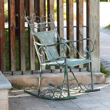 TBLOTYD Vintage Cast Iron Rocking Chair with Armrests - Outdoor Patio Rocker, Ideal for Garden, Lawn, Camping, Wedding Decor, and Backyard Parties
