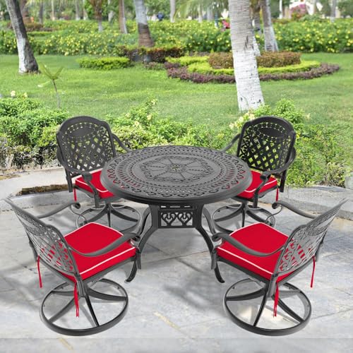 callmego Durable Cast Aluminum Outdoor Dining Set with Weather-Resistant Cushions for Patio, Deck, or Garden Seating