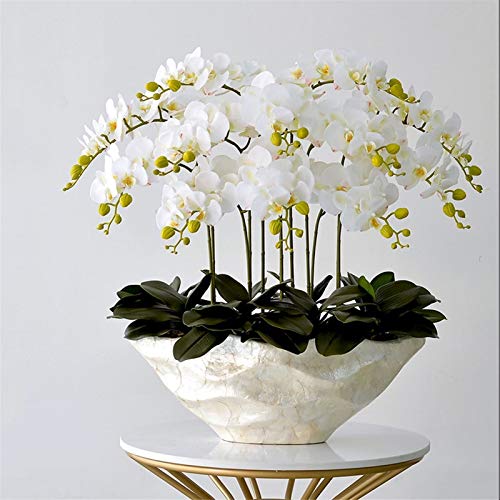 Artificial Flower in Pot Large Artificial Butterfly Orchid Bonsai Fake Flower and Vase Arrangement Silk Cloth Butterfly Orchid Bonsai Home Decoration Artificial Plant Flower Arrangement ( Color : Whit