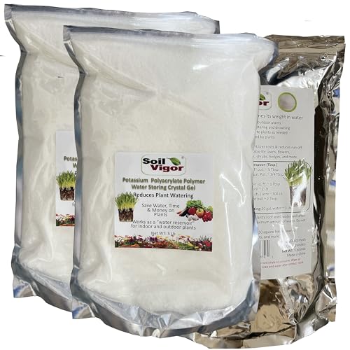 Super Absorbent Polymer Helps Plant Growth and Plant Establishment | Soil Vigor Potassium Water Crystals Fine Granules for Golf Course Quality Lawns, Plants & Agriculture (45 Pounds)