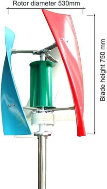 CHRISK Wind Turbine Generator, Energy Wind Turbine 9000W Vertical Turbine Permanent Magnetic Levitation 12V 24V 48V 220V with MPPT Controller,220V