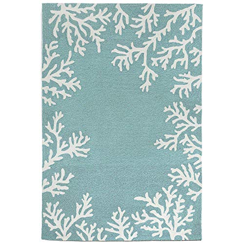 Liora Manne Capri Coastal Coral Border Aqua Indoor/Outdoor Rug 8'3" x 11'6" Coral Border Aqua