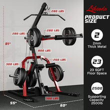Liksodo Leverage Gym 2500LB Adjustable Full Body Workout Machine Red with Bench