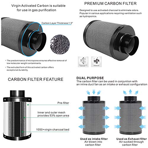 TopoLite Grow Tent Complete Kit Hydroponic System with LED800W Grow Light and 6" Carbon Filter White