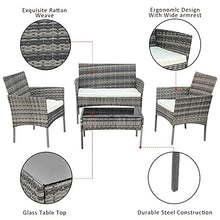 DUYHBAWRS Three Colors Patio Furniture Set Outdoor Living Room Balcony Rattan Four-Piece-Brown(D)