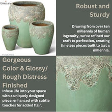 Emissary Home and Garden 16in. L x 20in. H Reef/Spa Blue Stoneware Round Planter with High-fire Treatment (Set of 1)