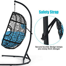 Giantex Hanging Egg Chair, 36.5-Width Oversized Swing Chair with C-Hammock Stand Set, Hammock Chair with Soft Seat Cushion & Pillow, Multifunctional Hanging Chairs for Outdoor Indoor Bedroom (Blue)