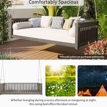 Twin Size Porch Swing Bed - Gray Acacia Wood Frame for Patio & Garden