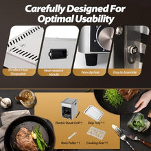 Electric Steak Grill, 10-Layer Steak Grill, Automatic Steak Smoker Grill Oven with Timer, 200-800℃ Adjustable Temperature, Suitable for Steak, Pizza, Grilled Fish
