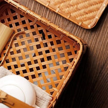 Handmade Bamboo Picnic Basket for 2-4 People, Retro Design with Lid & Handle, Portable Outdoor Basket for Camping, Beach, and Picnic