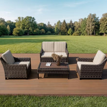 Varmoza Outdoor Wicker Patio Loveseat, 2-Seat Sofa with Deep Seating