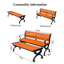 Renovation House Outdoor leisure garden chair with backrest double solid wood park bench garden terrace bench with armrests leisure seat with waterproof and rust proof cast aluminum frame suitable for