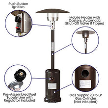 BizChair Patio Outdoor Heating-Bronze Stainless Steel 40,000 BTU Propane Heater with Wheels for Commercial & Residential Use-7.5 Feet Tall