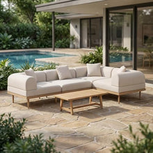 Outdoor Escape Beige Fabric 4-Piece Modular Sectional, Cushions, Contemporary Style, Weather-Resistant Material, Spacious Seating for Backyard and Patio
