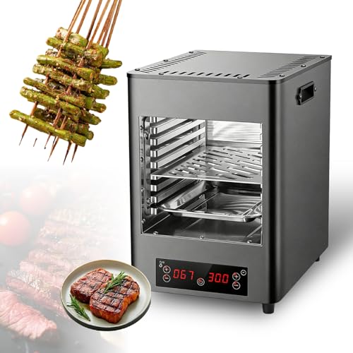 KUSOLE Electric Steak Grill Oven, with a Maximum Temperature of 1450 Degrees Fahrenheit, 30-Minute Timer, LCD Control Screen, Capable of Cooking Steaks, Beef, Pork, Chicken, and Vegetables Grey