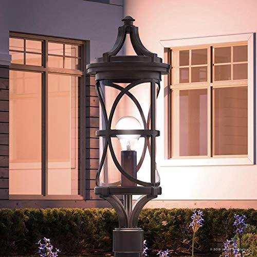Urban Ambiance Luxury Rustic Outdoor Post/Pier Light, Large Size: 26-1/2" x 9", with Old World Style Elements, Olde Bronze Finish, UHP1180 from the Brussels Collection