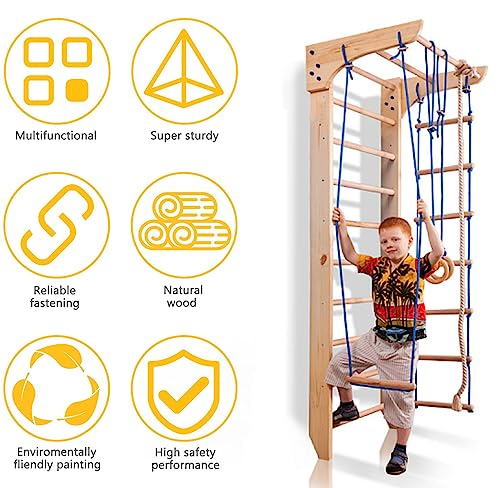 Generic Wooden Sport Swedish Ladder with Pull Up Bar - Fixed Pull Up Bar