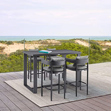 Armen Living Menorca Outdoor Patio 5-Piece Bar Table Set Aluminum Dark Grey