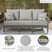 Signature Design by Ashley Visola 80"W 3-Seat Outdoor Patio Sofa, HDPE Wood Look, Couch with Performance Cushions for Deck Furniture, Gray