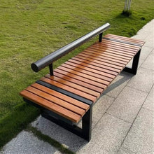 GRFIT Outdoor Bench Outdoor Bench for Park, Wooden Chair for Garden, with Lacquered Steel Frame, Rest Seat for Patio Garden Bench (Medium)