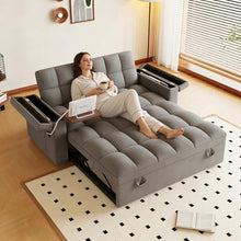 WDYLWFHW 65" Modern Dark Gray Velvet Foldable RV Love Seat Sofa
