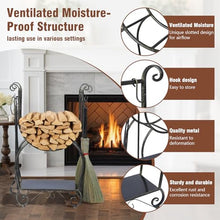 QUNZIDRESS Heavy-Duty Firewood Log Holder, Indoor Outdoor Fireplace Wood Storage Rack with 4-Piece Fire Tool Set