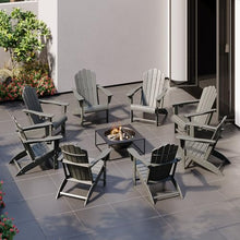 Costaelm Lakeview Outdoor Patio HDPE Adirondack Chairs with Cup Holders (Set of 8), Gray