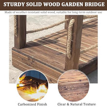 TT-YEL Outdoor Wooden Garden Bridge with Rope Handrail, 4.6/5.9Ft Rectangular Footbridge, Vintage Country Pond Bridge Decoration, 300Kg Load-Bearing, Walking Landscape Bridge,L180×w80×h65cm
