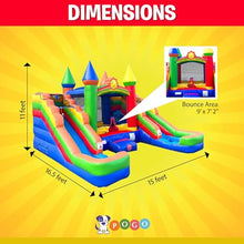 Pogo Bounce House Crossover Rainbow Inflatable Bounce House with Double Water Slides
