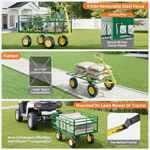 Fectiontool Heavy-Duty Steel Garden Cart Wagon, 3-in-1 Convertible Utility Yard Cart/Flatbed - Removable Mesh Sides - 13" All-Terrain Pneumatic Tires - 180° Swivel Handle - 1400 lbs Load Capacity |