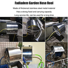 Fadiadem Wall/Floor Mount Garden Hose Reel with Hose, Outdoor Hideaway Storage Reel with Waterproof Cover, Multi-Purpose Stainless Steel Hose Reel with Sprayer Nozzle, Water Pipe Rack Hose Holder