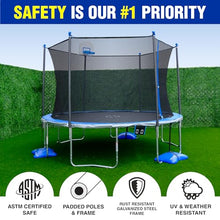 TruJump 14 FT Ultimate Multiplay Trampoline with Basketball Hoop & Safety Net Blue