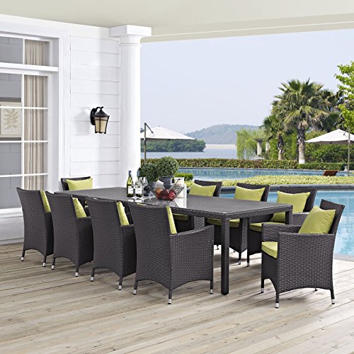 Modway Convene 11-pc Outdoor Patio Dining Set Espresso Orange