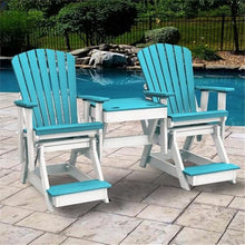 American Furniture Classics OS Home and Office Model 516ARW-K Double Balcony Height Glider with Center Table in Aruba Blue and White
