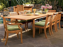 WholesaleTeakFurniture Grade-A Teak Wood 10 Seater 11 Pc Dining Set: 117" Double Extension Rectangle Table 8 Armless and 2 Giva Arm/Captain Chairs #WFDSGVx