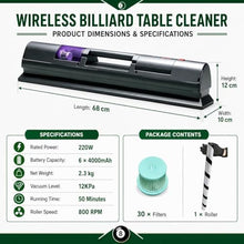 Billiard Table Cloth Cleaner, 12kpa Pool Table Cloth Vacuum Cleaner