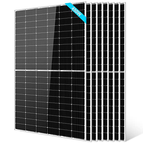 SUNGOLDPOWER UL61730 450W Solar Panel 8PCS,Monocrystalline,Class A Cell,Rigid,High Efficiency,Charging 12V/24V/48V Solar System,for Rooftop,Farm,On and Off Grid,CEC Listed(Total 3600W)