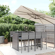 TEKGHUT 9 Piece Patio Bar Set with Gray Poly Rattan Cushions