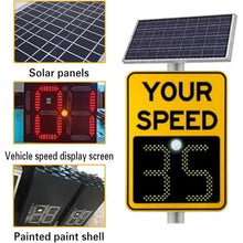 Solar Radar Speed Limit Sign, 20"x28"Radar Feedback Sign, IP65 Waterproof, 500m Visibility Distance, Radar Speedometer for Highways & Streets