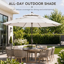 Treasure Garden 11ft Double Wind Vent Patio Umbrella – Outdoor Market Umbrella – Deluxe Auto-Tilt – Bronze Aluminum Frame (Sunbrella, Natural)