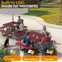 OUTTANS Commercial Metal Picnic Table (Red, 46in Square, Expanded Steel)