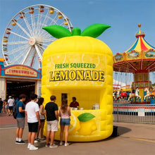 Inflatable Lemonade Stand with Blower - Yellow Oxford Cloth Inflatable Lemon Booth, 10ft L×10ft W×15ft H, Lemon Stand for Parties, Shopping Malls, Store Decor & Commercial Events